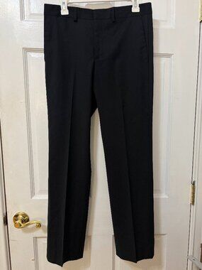 Bally of Switzerland Black Suit Pants Trousers Wool Black Zip Italy Designer 10